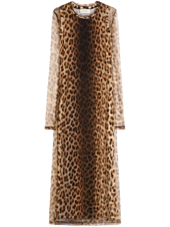 Max Mara Midi-Length Jersey Dress with Bold Leopard Print