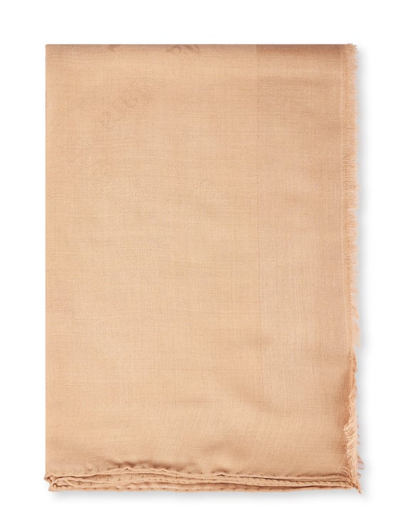 Max Mara Rectangular Wool-Silk Stola-Foulard in Warm Camel Tone