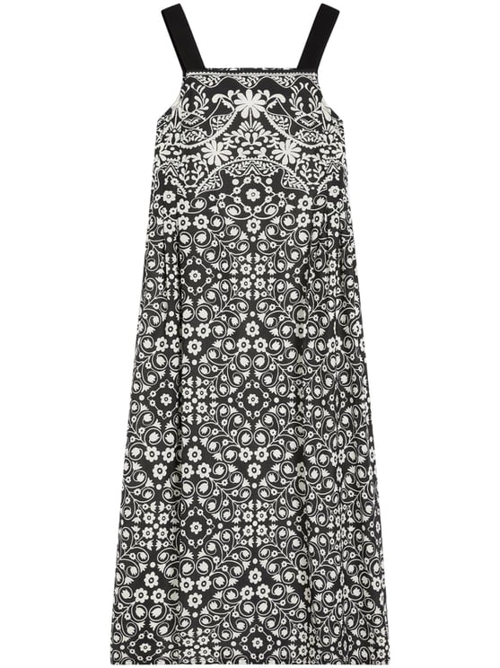 Max Mara Maxi Dress with Intricate Floral and Geometric Pattern