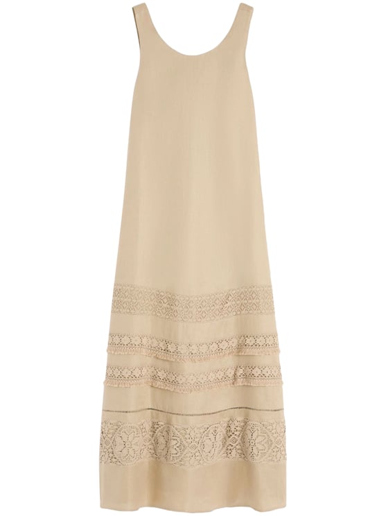 Max Mara Sleeveless Maxi Dress with Lace Panels