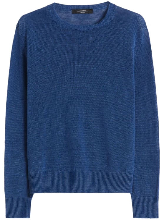 Max Mara Linen Long-Sleeved Top with Ribbed Details