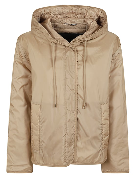 Max Mara Beige Water-Repellent Short Jacket With Adjustable Hood