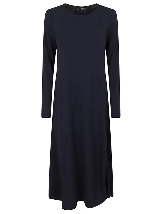 Max Mara Diagonal Inlay Long Dress In Soft Stretch Viscose Crepe