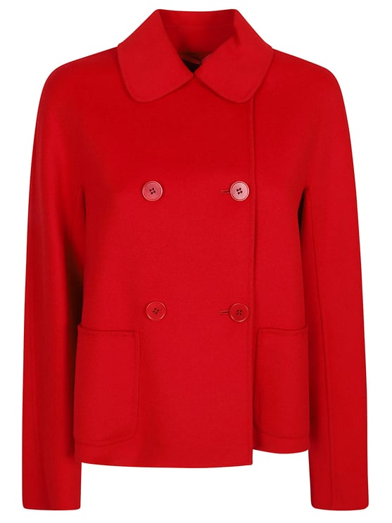 Max Mara Double-Breasted Red Jacket with Structured Silhouette