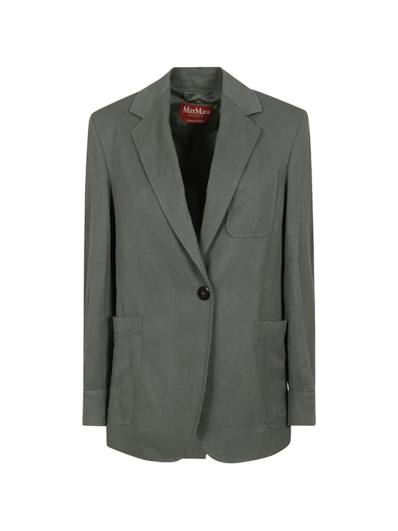 Max Mara Sage Green Lapel Collar Linen Blazer