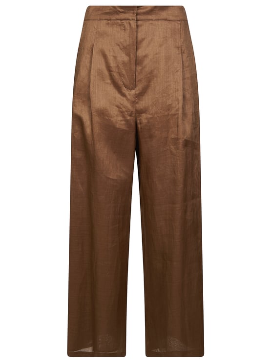 Max Mara Brown Msttartufo Ramie Wide-Leg Pants