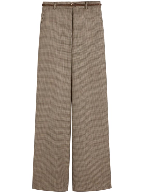 Max Mara Wide-Leg Trousers with Tailored Check Pattern