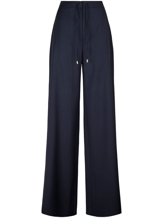 Max Mara Wide-Leg Trousers in Flowing Blue Fabric