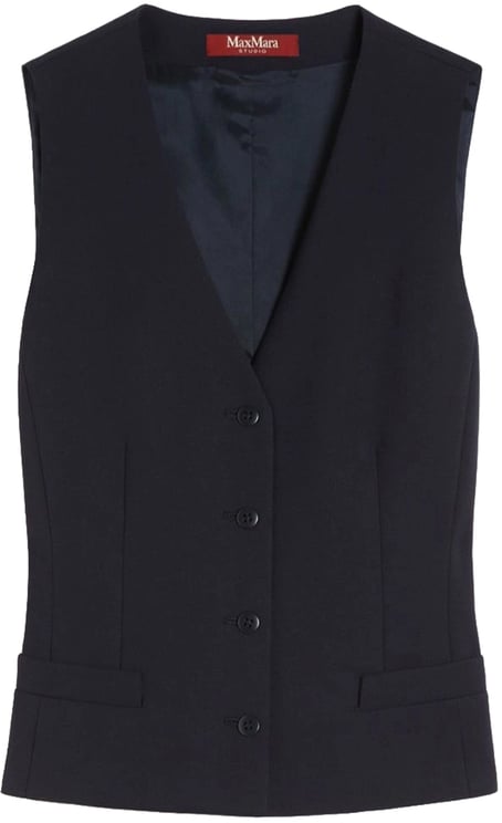 Max Mara Black Madia Deep V-Neck Vest