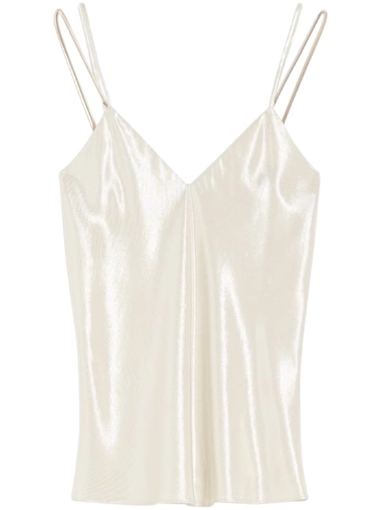 Max Mara V-Neck Camisole with Reflective Finish and Spaghetti Straps