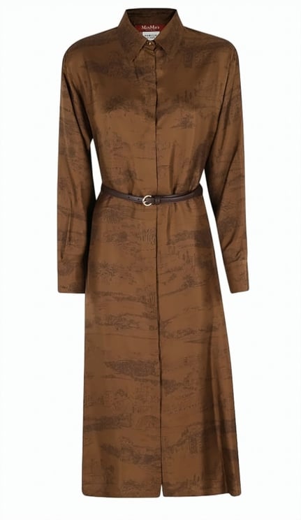 Max Mara Printed Long Sleeve Midi Dress