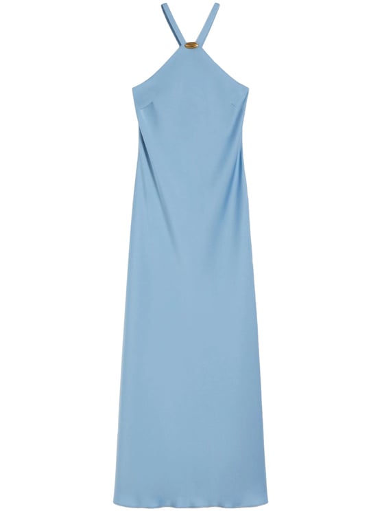 Max Mara Halter Neck Midi Dress with Metallic Ring Detail