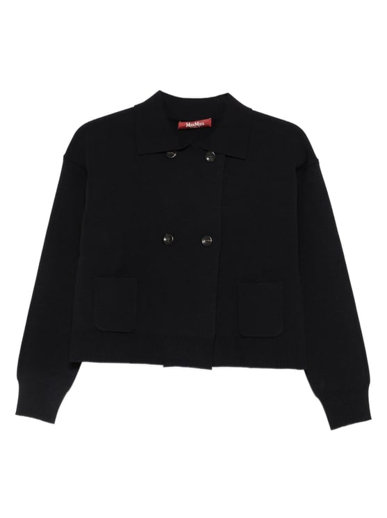 Max Mara Blue Classic Collar Viscose Cardigan