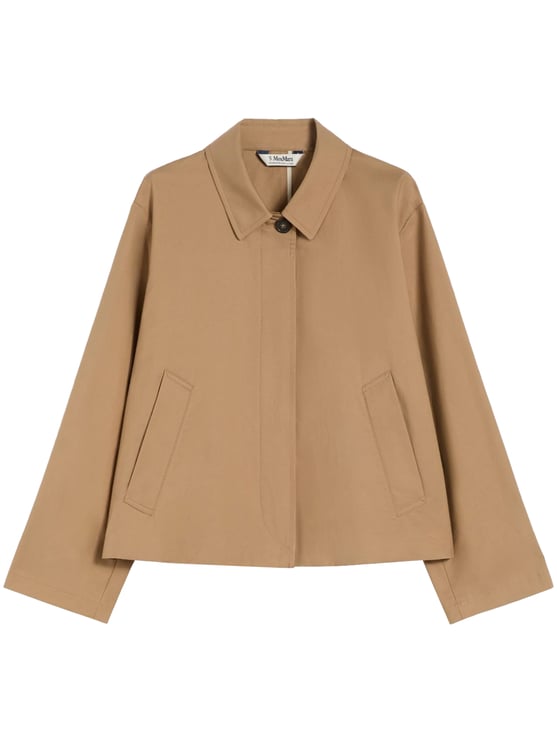 Max Mara Cropped Boxy Camel Jacket with Classic Collar