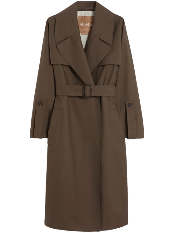 Max Mara Mid-Length Coat with Belted Waist and Wide Lapels