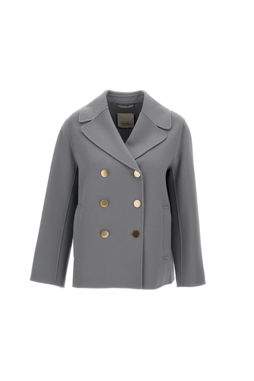 Max Mara Double-Breasted Cropped Coat with Wide Lapels and Side Pockets