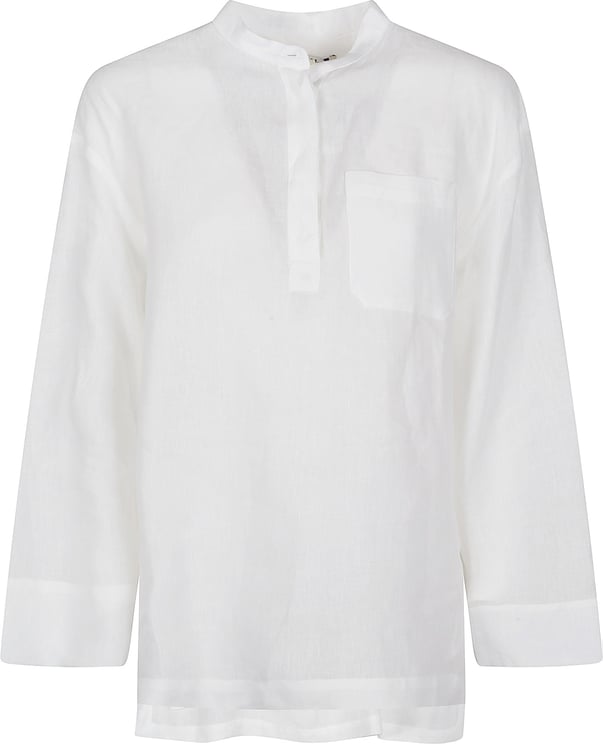 Max Mara White Cantico Mandarin Collar Top