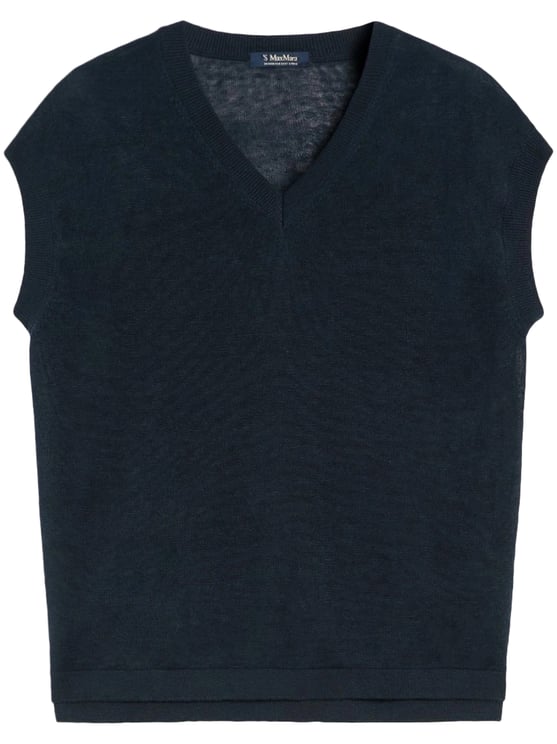 Max Mara Relaxed Fit Sleeveless Knit Vest with V-Neckline