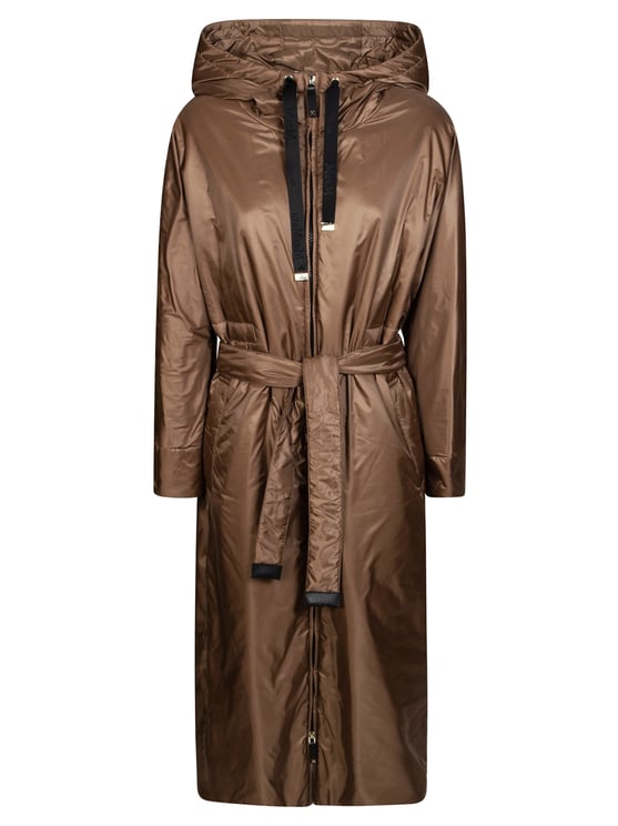 Max Mara Mtcgreenpi Long Hooded Belted Padded Coat