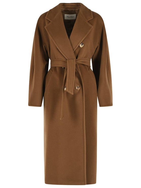 Max Mara Madame' Virgin Wool And Brown Cashmere Coat