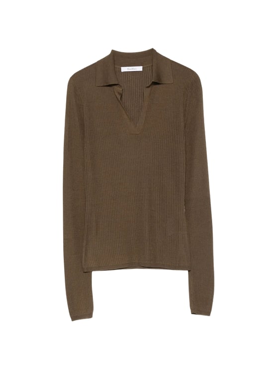 Max Mara Mxmgergo Ribbed Knit Collared Top