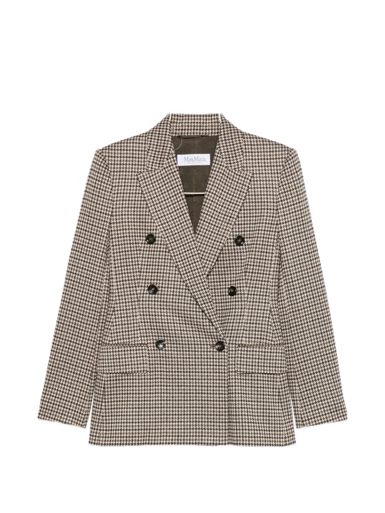 Max Mara Tailored Double-Breasted Houndstooth Blazer