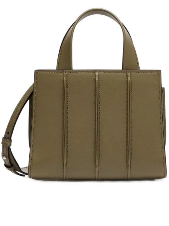 Max Mara Structured Handbag With Vertical Stitched Panels And Adjustable Strap