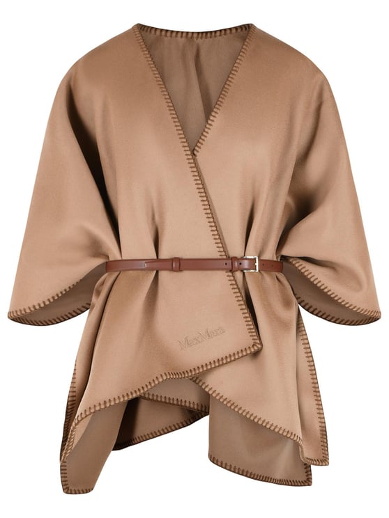 Max Mara 'Colomba' Brown Virgin Wool Cape