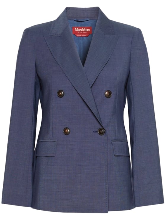 Max Mara Blue Mstumico Tailored Double-Breasted Blazer