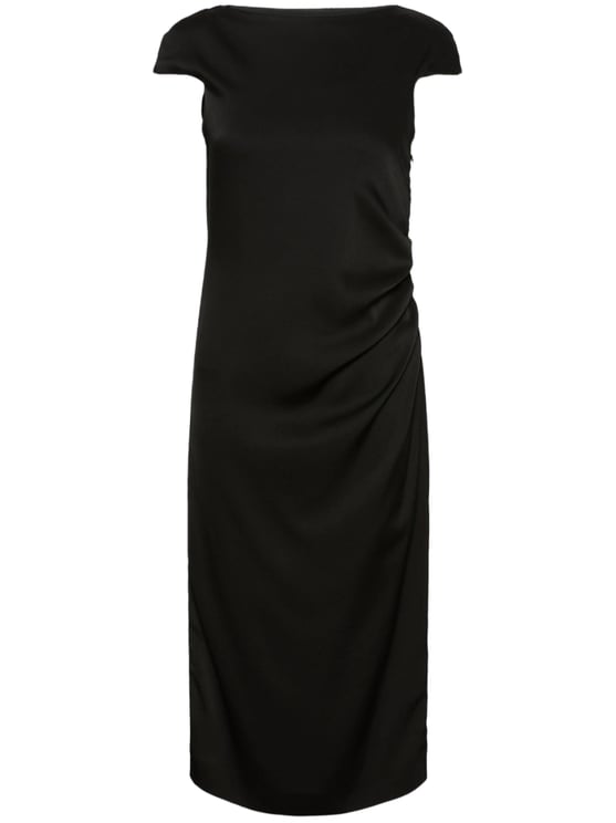 Max Mara Black Mstaustero Side Ruching Midi Dress