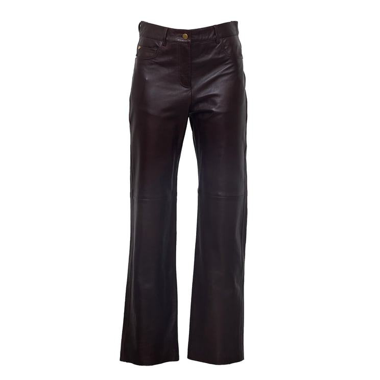 Max Mara Straight-Leg Nappa Leather Pants with Classic Five-Pocket Design
