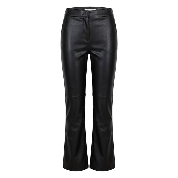 Max Mara Flared Cropped Black Pants In Coated Jersey Fabric