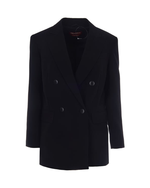 Max Mara Double-Breasted Black Jacket With Tapered Funnel Silhouette