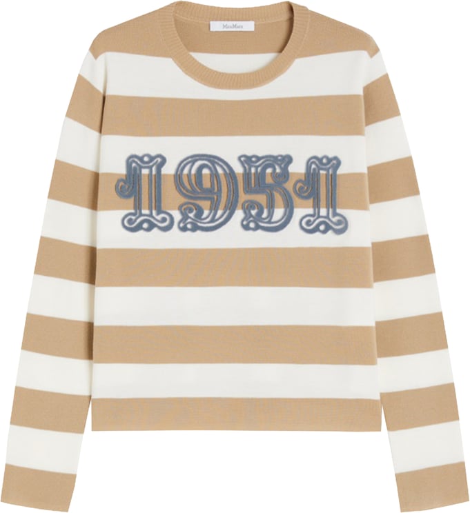 Max Mara Beige Viterbo Boxy Striped Wool Sweater