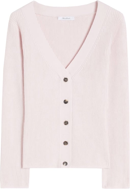 Max Mara Pink Gioiosa Ribbed Knit V Top
