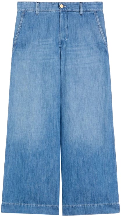 Max Mara Blue Smmastice Wide-Leg High Denim Culottes