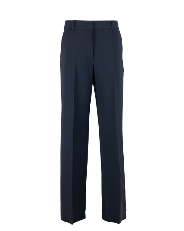 Max Mara Palazzo Trousers in Pure Stretch Wool with Tailored Details
