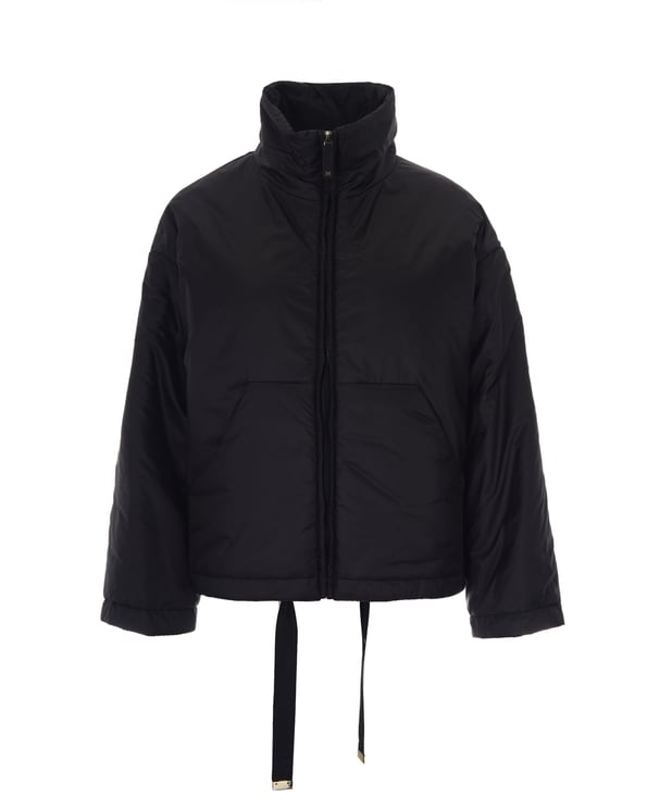 Max Mara Padded Short Jacket With High Collar And Logo Drawstring