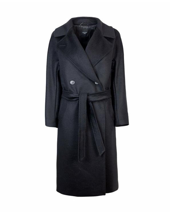 Max Mara Double-Breasted Black Wool Coat With Tailored Design