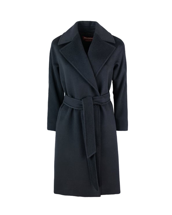 Max Mara Midi-Length Draped Coat With Flared Silhouette And Wide Lapel