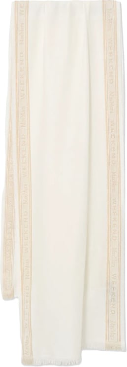 Max Mara Long Creamy Scarf with Subtle Beige Borders