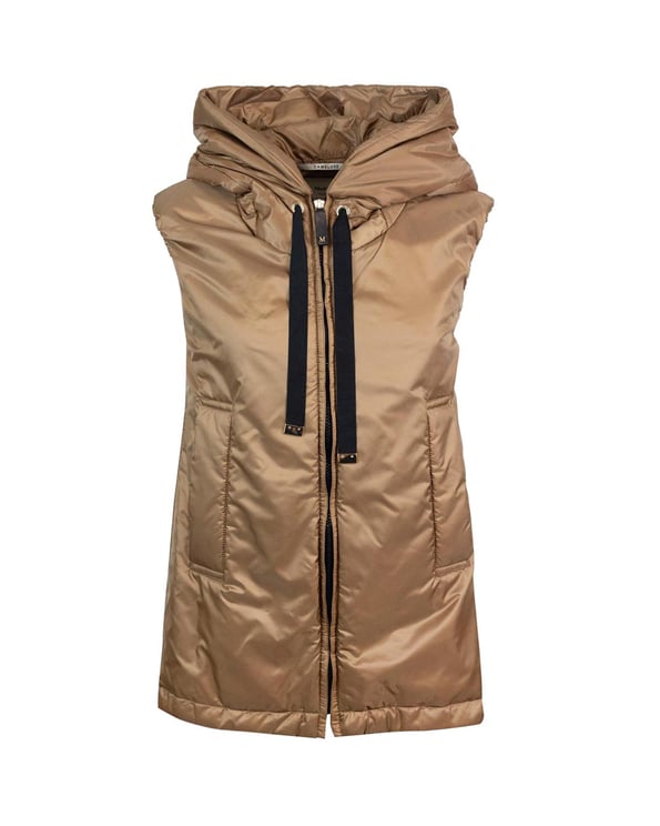 Max Mara Short Gilet With Hood And Drawstring Trim