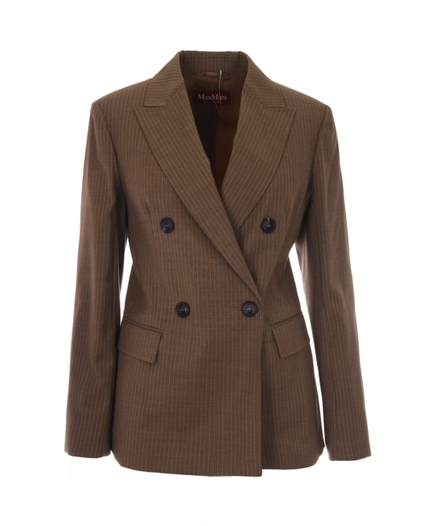 Max Mara Double-Breasted Tailored Blazer With Pinstripe Design