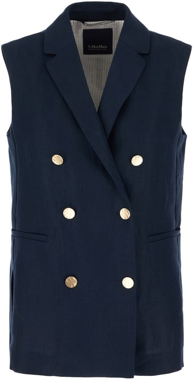 Max Mara Max Mara S Midnight blue linen vest
