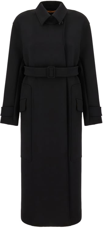 Max Mara Max Mara Atelier Black stretch wool blend coat