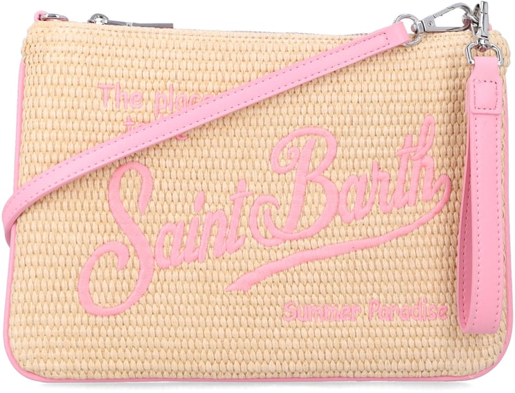 MC2 Saint Barth Pochette Parisienne Rafia Natural Pink