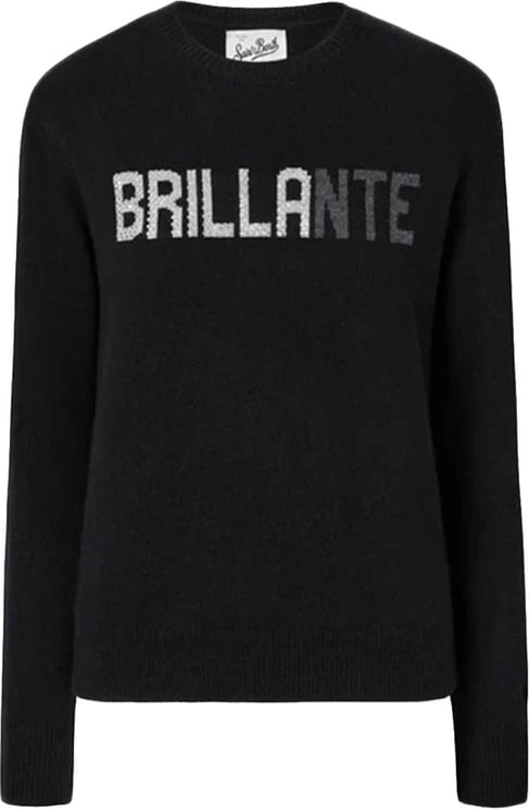 MC2 Saint Barth Black Long-Sleeved Sweatshirt with Rhinestone Detail