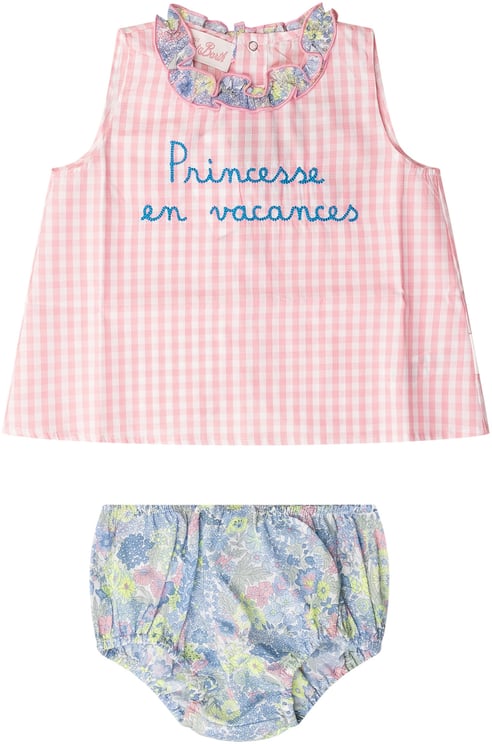 MC2 Saint Barth Set Bambina con Top Ricamato e Bloomers