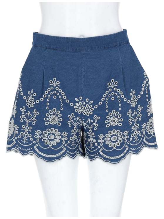 MC2 Saint Barth Amani Floral Embroidered Chambray Shorts