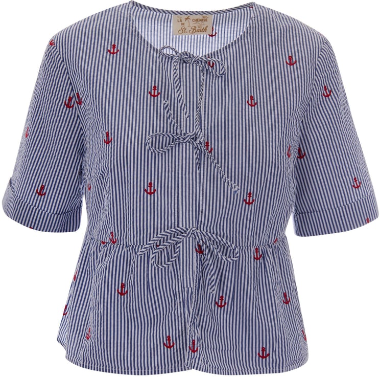 MC2 Saint Barth Shirts Seersucker Stripes V Anchor 61